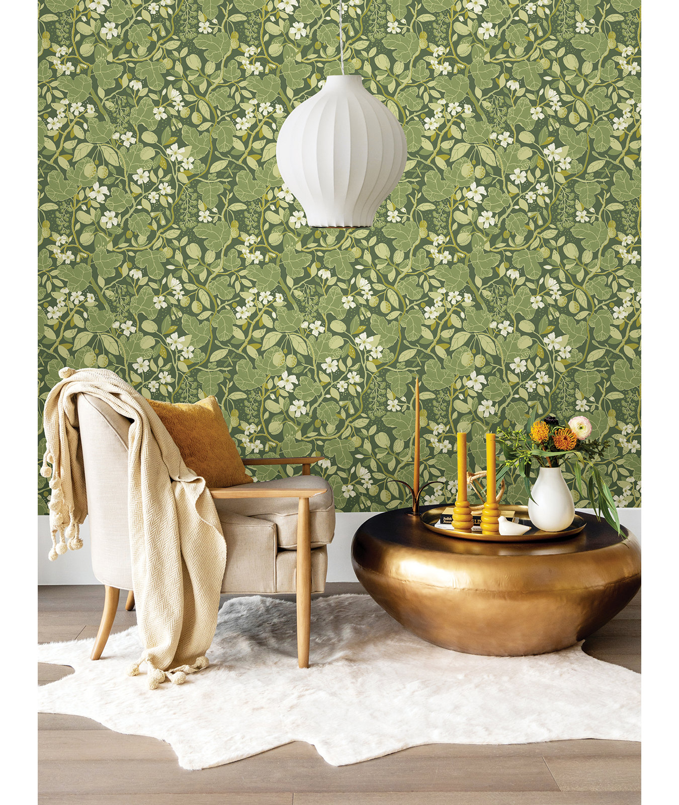 Wesler Floral Wallpaper, Green