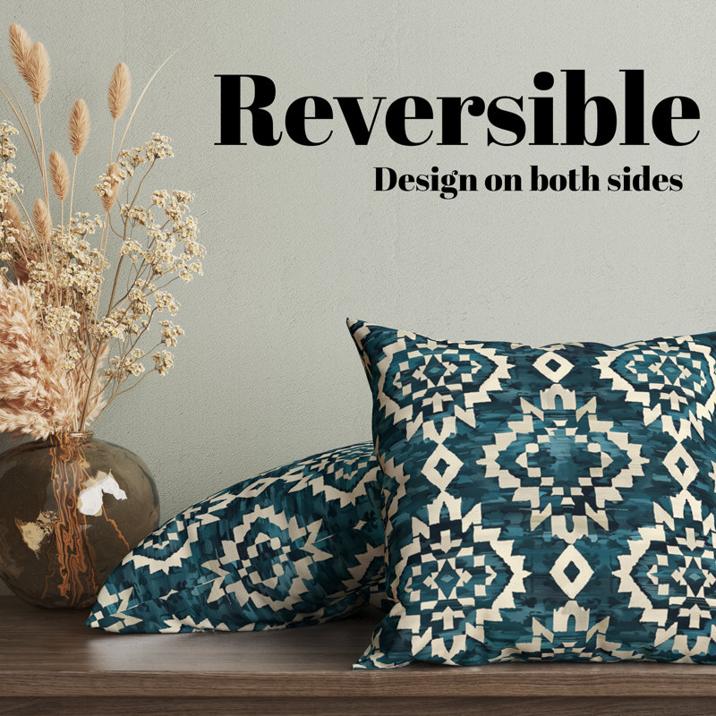 Eastern Elegance Geometric Reversible Pillow Cover, 20"H x 20"W