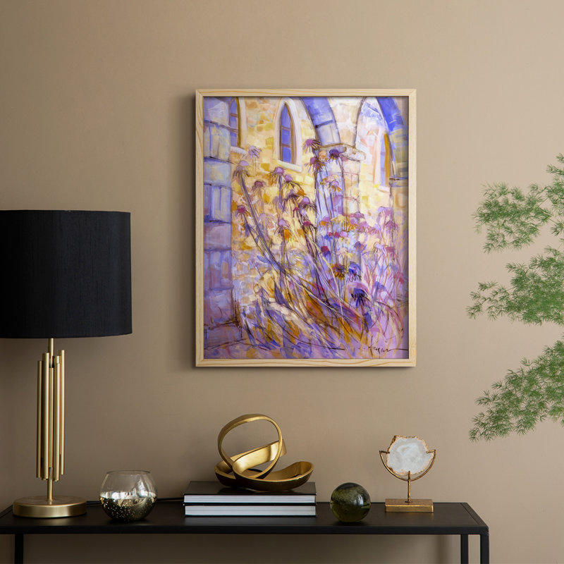 Streetside Flowers Framed Print - Solid Wood, Natural, 11" H x 9" W