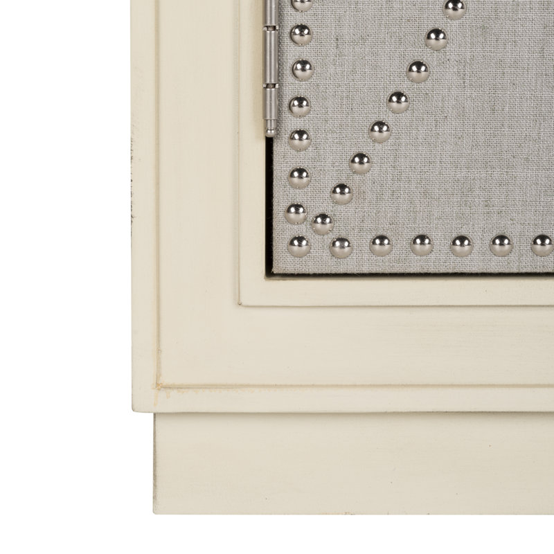 Armoire décorative cloutée à 2 portes, Beige antique