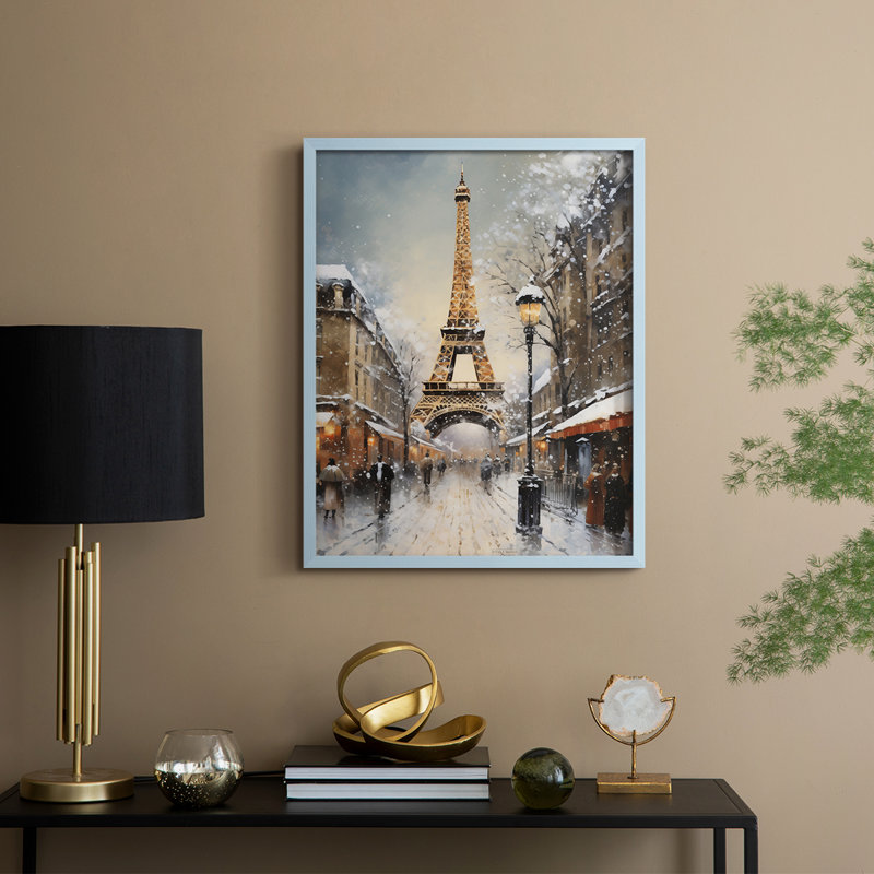 «Christmas Holiday Art», reproduction encadrée en bois massif, H 21 po x l 17 po, Bleu