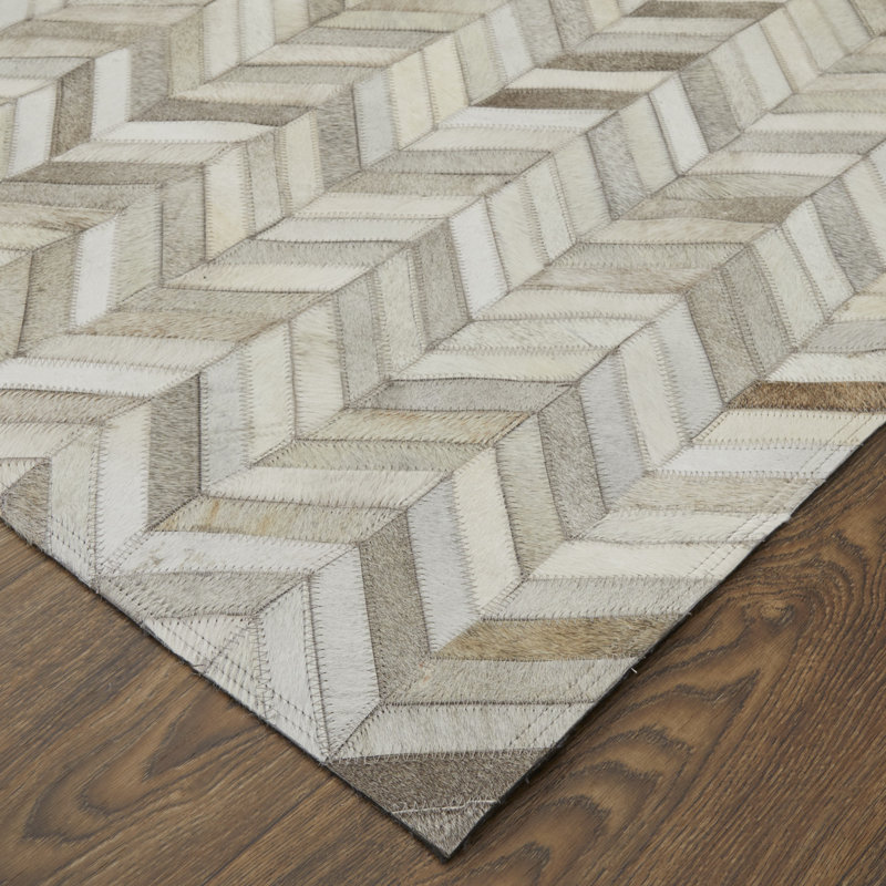 Adante Cowhide Chevron Indoor Rug, Rectangle 6' x 9'