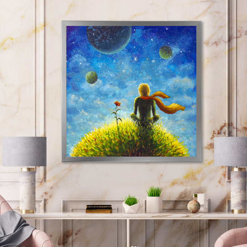 Petit Prince - peinture, H 30 po x l 30 po x P 1 po, Toile argentée avec cadre photo