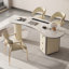 Bureau en bois manufacturé courbé blanc avec 3 tiroirs-108403758
