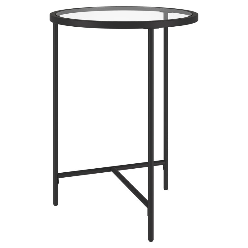 Berenson Glass Top End Table, Blackened Bronze