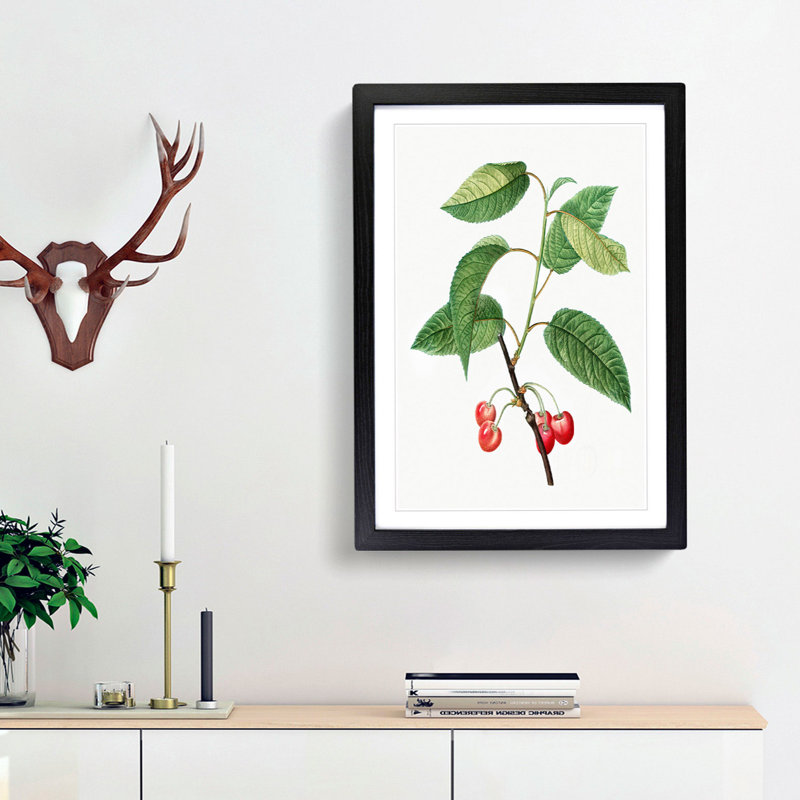 Cherry Tree by Pierre-Joseph Redoute - Picture Frame Painting Print, 36cm H x 27cm W x 2cm D, Black Framed