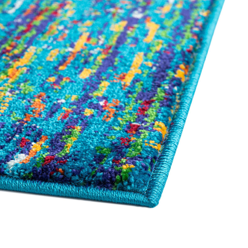 Tapis contemporain Marvela bleu lime / vert, Rectangle 7 pi 10 po x 10 pi