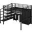 Lit mezzanine en métal avec table et garde-robe, double, aspect noir contemporain, construction stable, options de rangement, instructions et conception faciles à assembler, installations robustes, fonctionnement sans effort