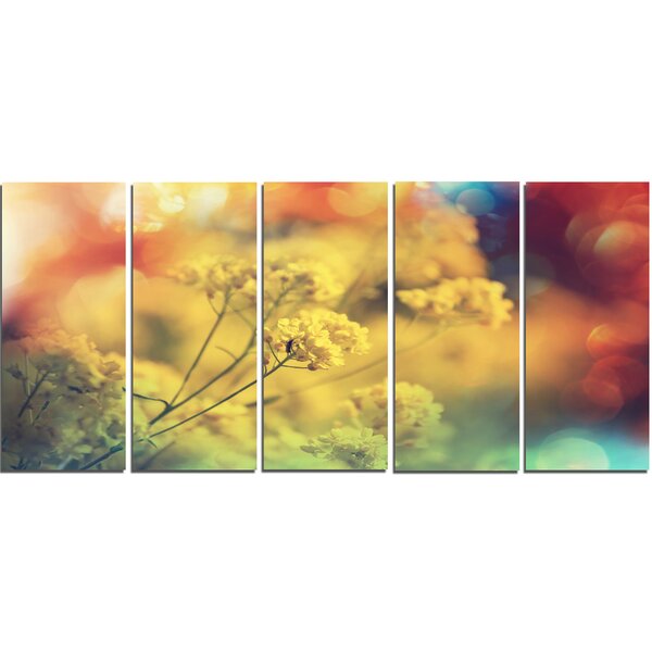 DesignArt Light Little Yellow Flowers Background On Canvas Print | Wayfair