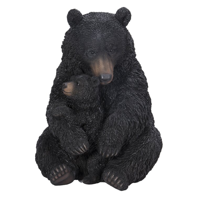 Whimsical Black Bears Mother With Cubs Holding Mama Bear Knows Best Sign  Statue