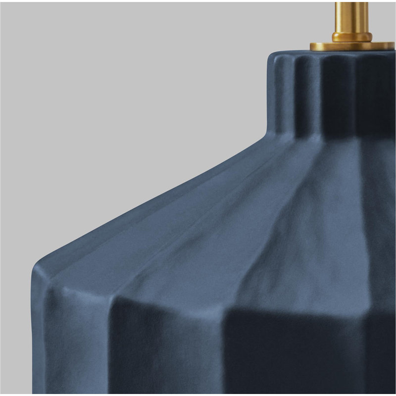 Lampe de table Leesa, Bleu mat, H 16,5 po x l 15 po x P 15 po