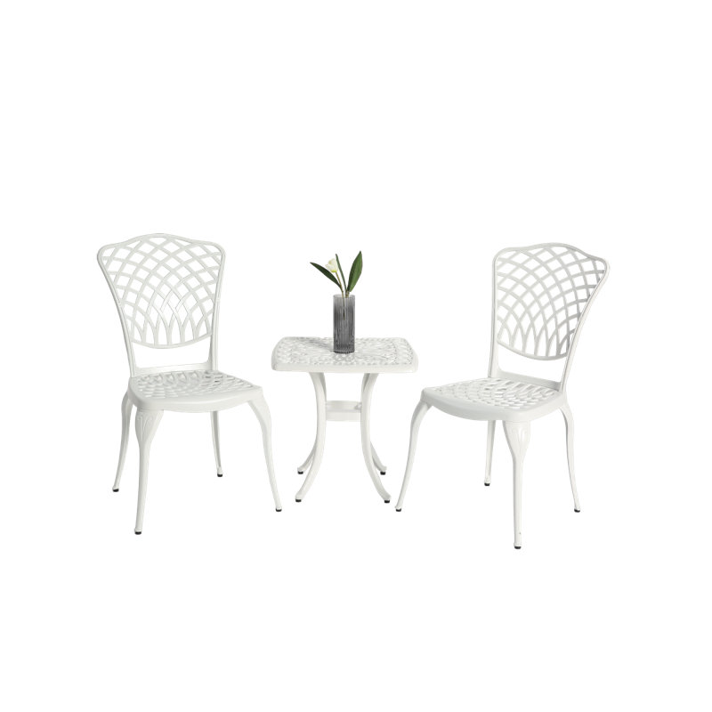 Bistro Set 3 Piece Rustproof Cast Aluminum Patio Furniture Sets 2 Chairs And 1 Round Table Outdoor, Garden, Patio, Balcony, White