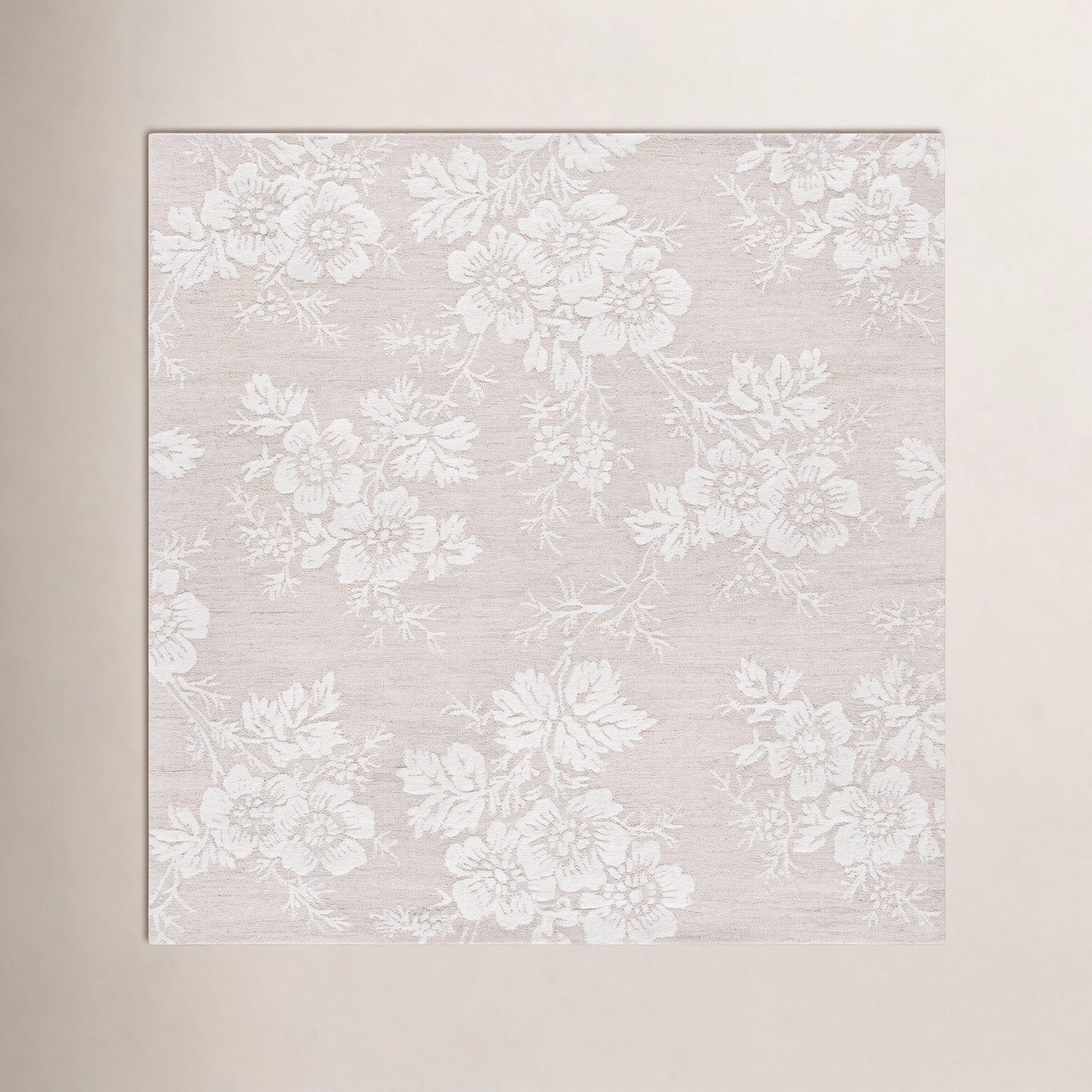Hand-Tufted Wool Floral Rug, Square 6'