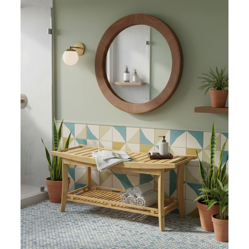 Banc en bois massif Talreja, Naturel