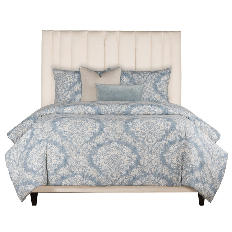 Birch Lane Hamilton Denim Farmhouse 7-Piece Duvet Cover Set, Full Duvet Cover + 6 Additional Pieces, Blue Damask