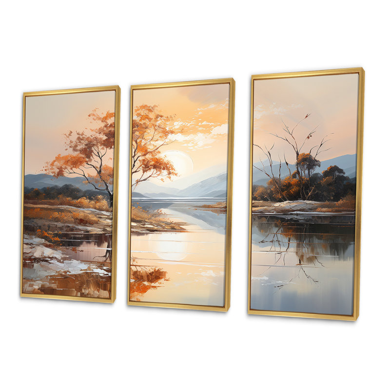 «Lakes Serenity Charm», impression d'art mural, Cadre flottant doré, H 40 po x l 60 po x P 1 po