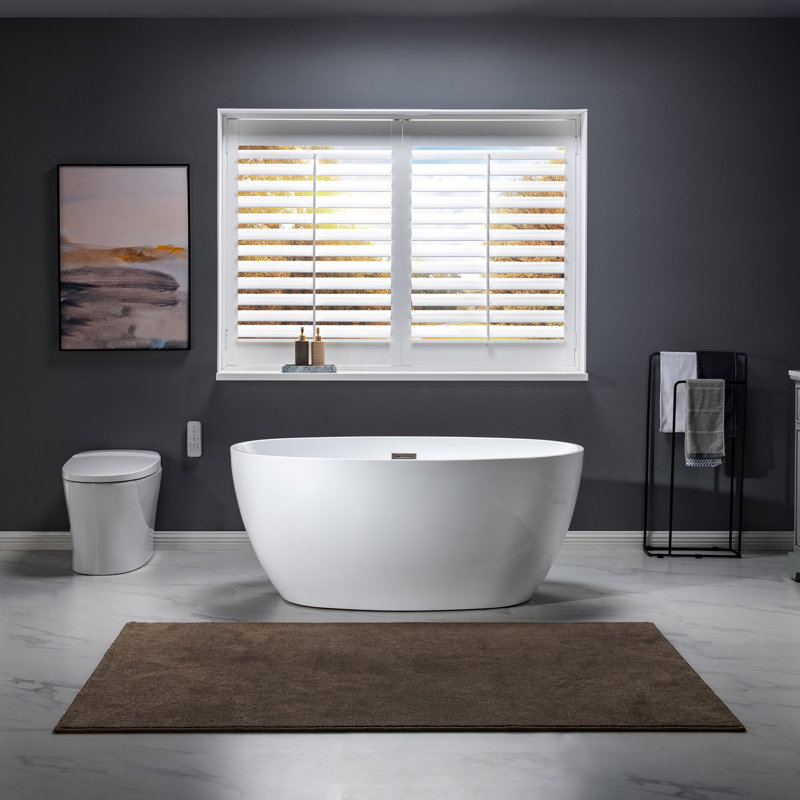 Ember 55'' x 31.75'' Soaking Acrylic Bathtub, White/Brushed Nickel