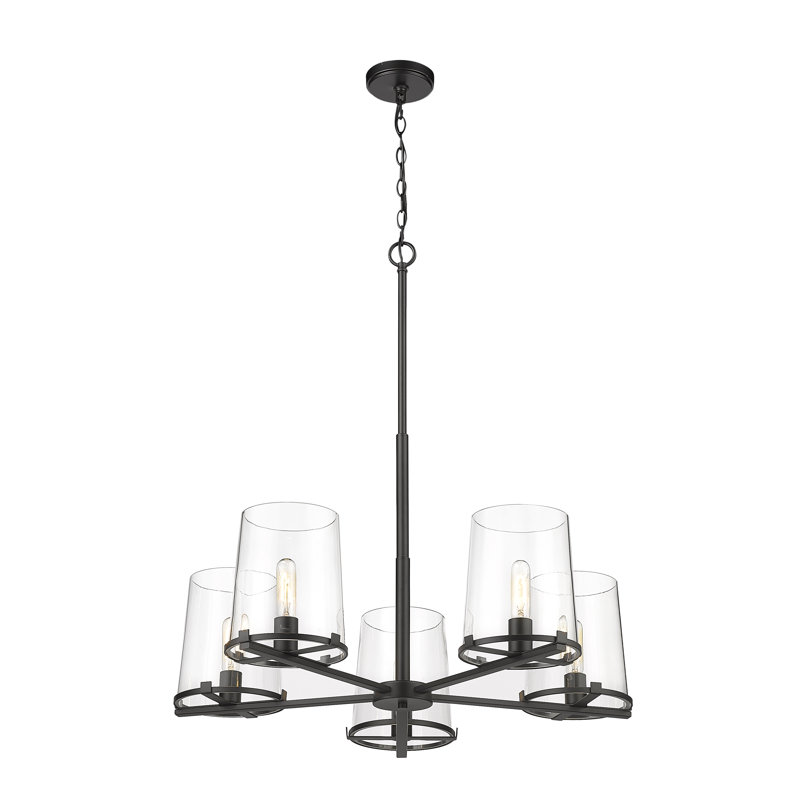 Lustre classique à 5 lumières de style bougie Catosha, Noir mat