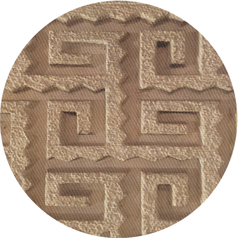 Tapis de zone olive à motifs, Rond 4 pi