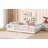 Full Size Floor Bed With Fence And Door,Rubber Wood Floor Bed With Safety Guardrails,White-1156730155-1156730154