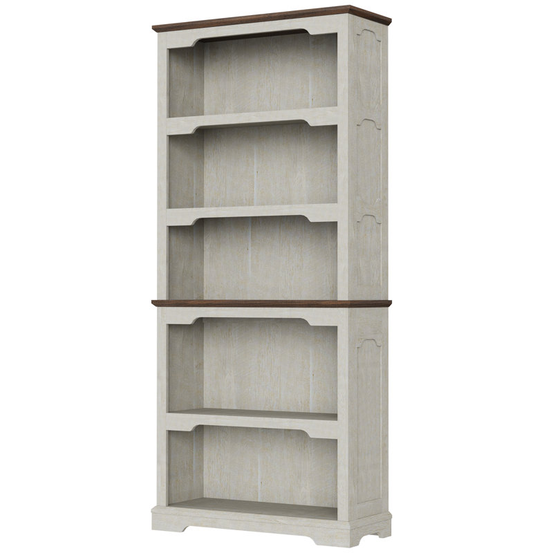 5 Shelf Standard Bookcase, Storage And Display Bookshelf, White/Oak, Open