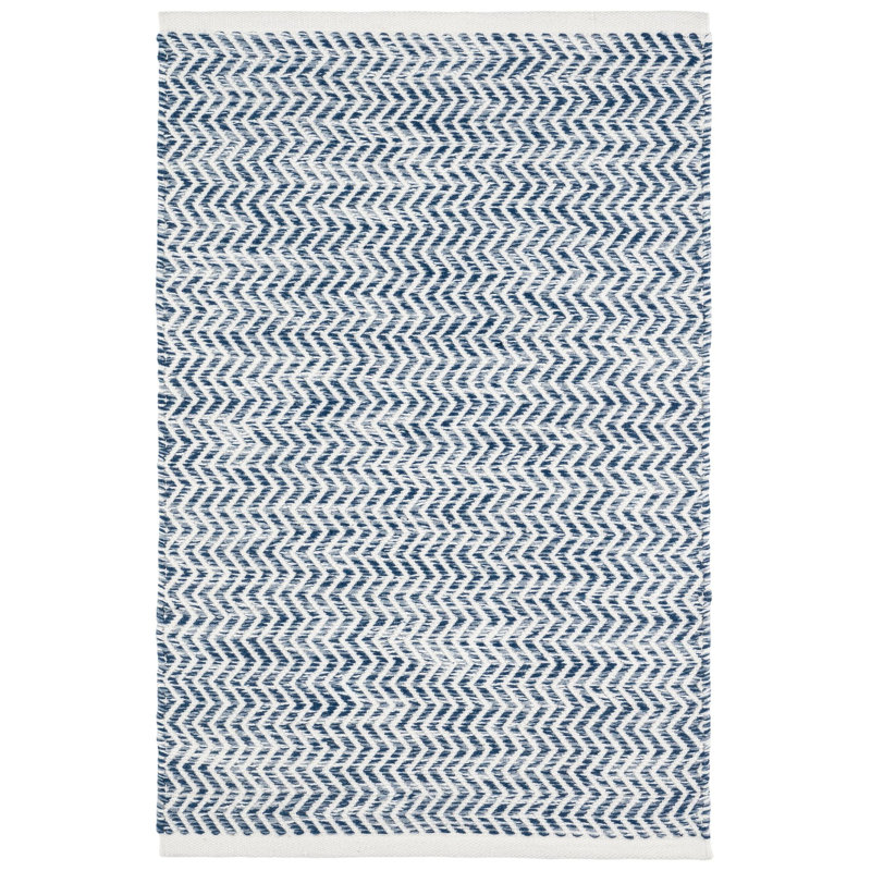 Tapis intérieur / extérieur bleu côtier tissé à la main, Rectangle 8 pi 6 po x 11 pi 6 po