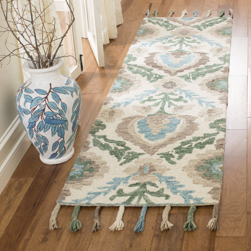 Niederanven Hand Hooked Wool Ikat Rug, Runner 2'3" x 8'