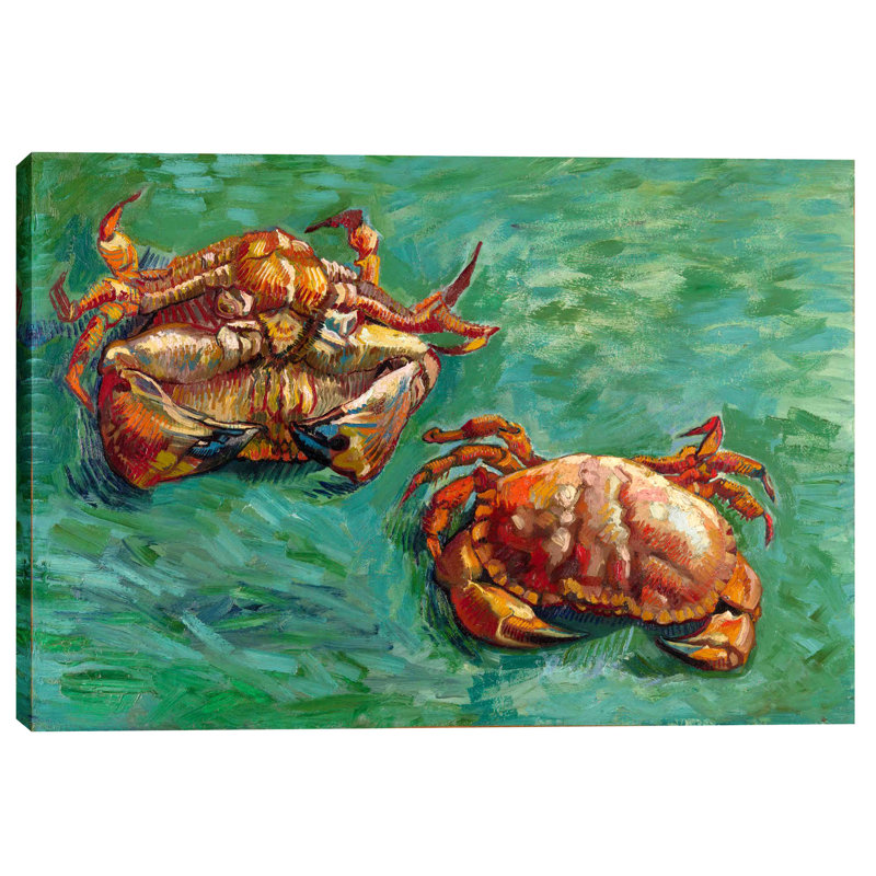 Deux crabes par Vincent Van Gogh - reproduction d'art sur toile tendue, H 18 po x l 12 po