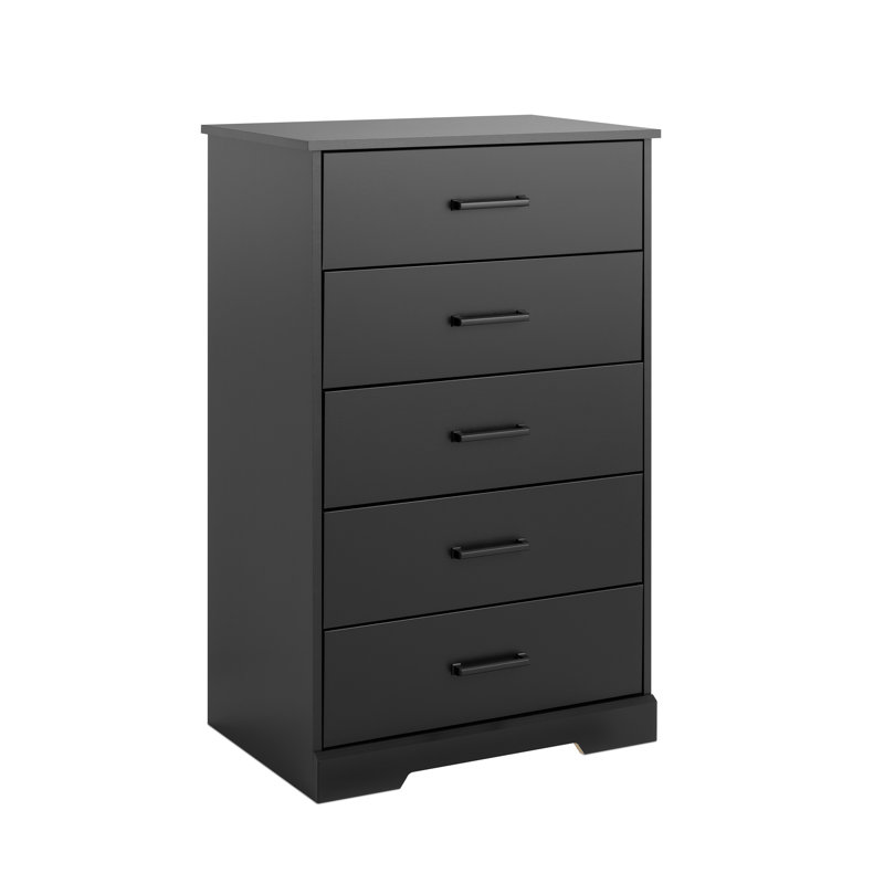 Commode à 5 tiroirs Yazeed, Noir, noir, noir, noir