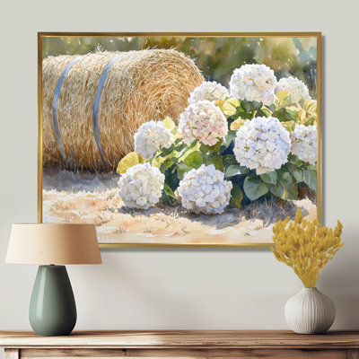 Hortensias dans la cour I - art mural grand hortensia