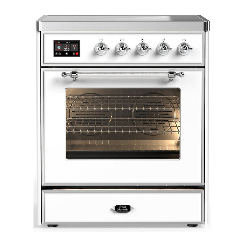 Majestic III Series 30 Inch Induction Range with 4 Induction Elements in White (Chrome Trim), White, Chrome