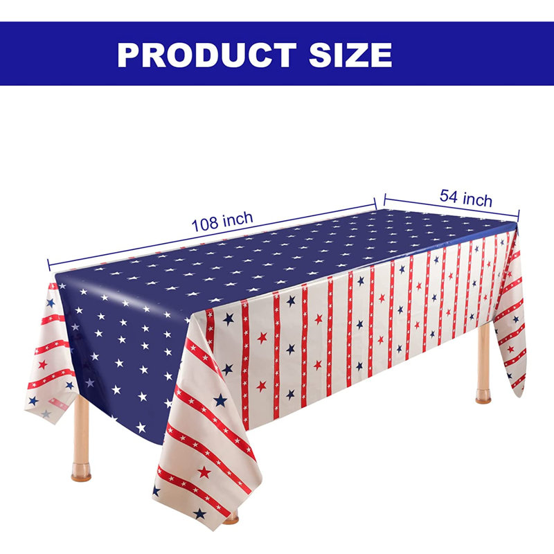 4Th Of July Tablecloth, 2 Pack 54" X 108" American Flag Plastic Table Cover, Patriotic Independence Day Memorial Day Tablecloths, Decorations For Patriotic Party, Memorial, Independence, Veterans Day