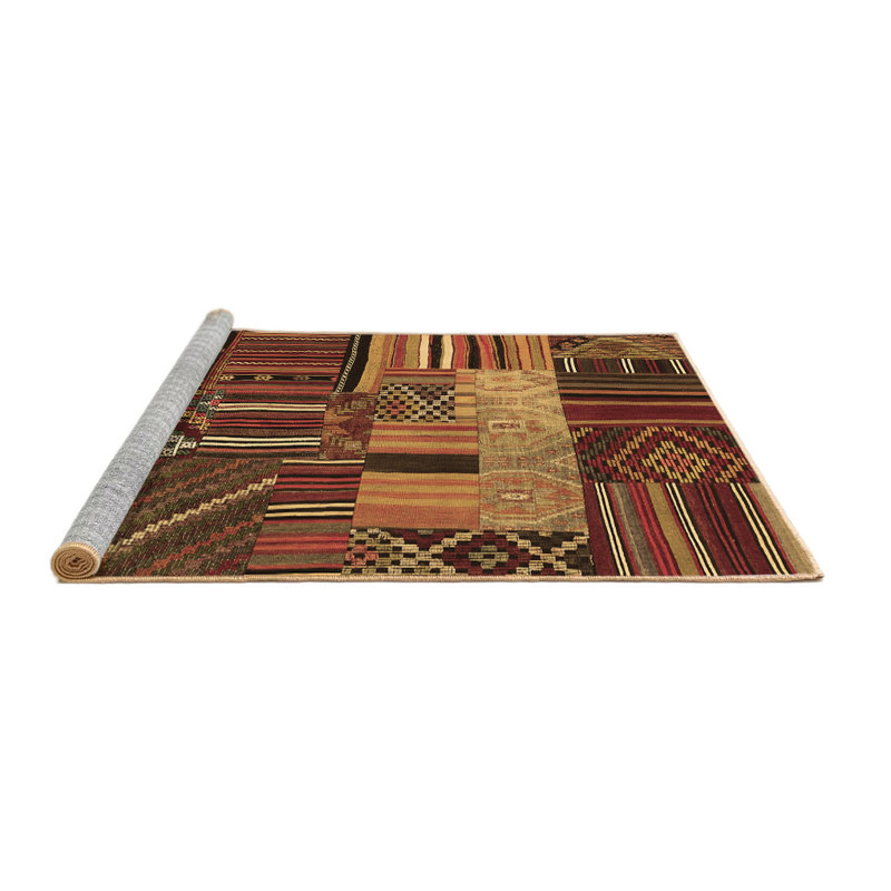 Tapis contemporains brun lavable à la machine 437, Carré de 6 pi