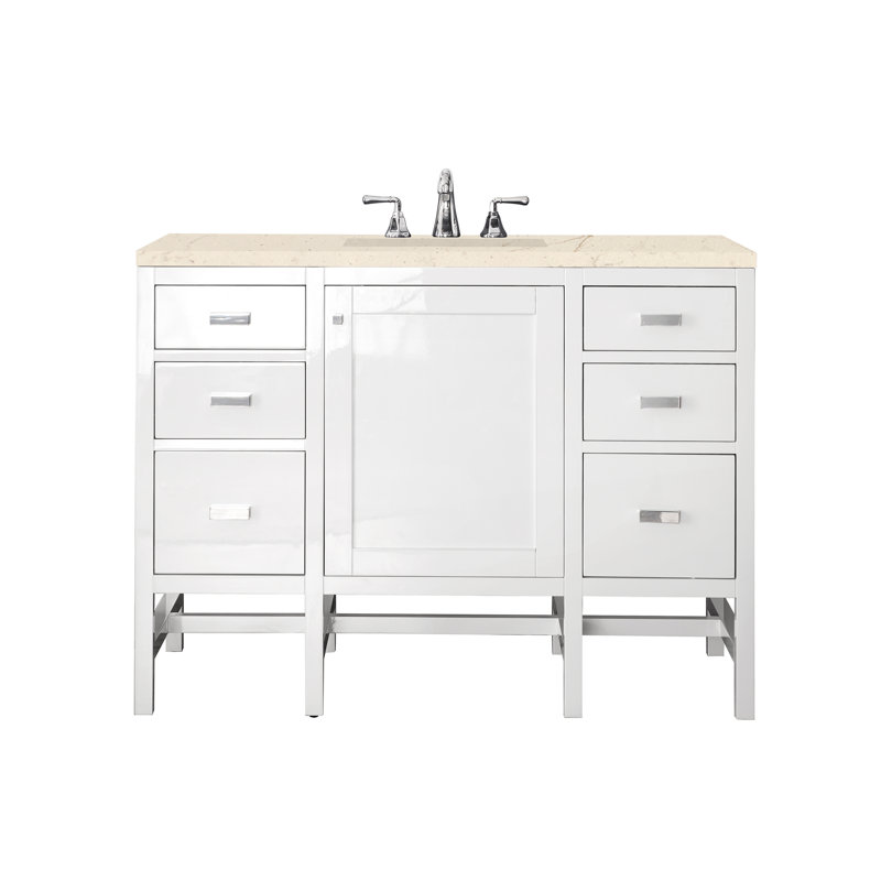 Addison 48'' W Single Vanity, Glossy White, 8" Widespread, Tajnar Eclos