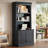 83.4"Tall Bookshelf with with 3 pieces LED Lighting, Modern Bookcase with Sliding Doors and Open Shelves,Storage Bookshelf for Living Room,Home Office,Black