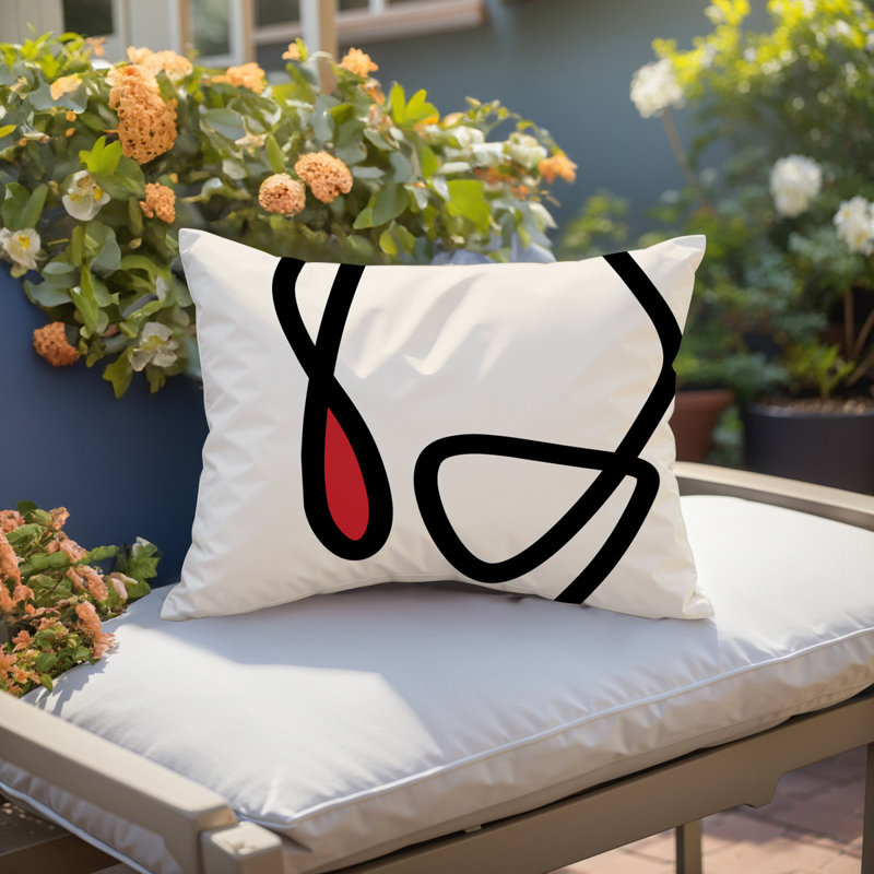 Coussin lombaire réversible intérieur / extérieur Jai Abstract, H 14 po x l 20 po, Rouge