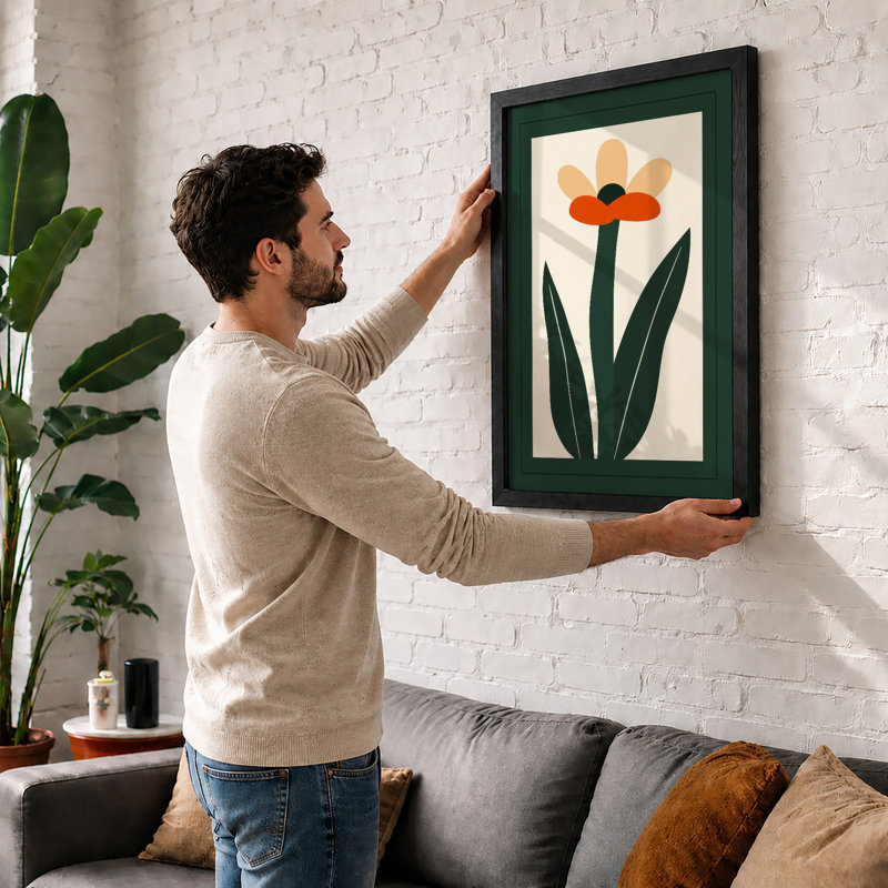 Bloom Mid-Century - Framed Print, A3 - 42.0 x 29.7 cm, Black