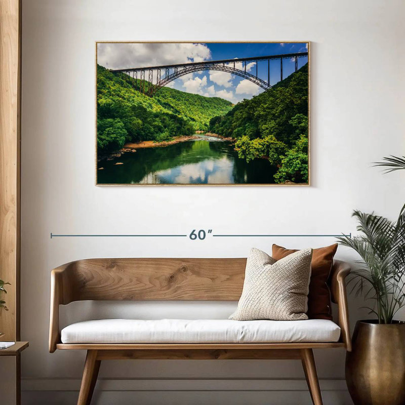 Pont New River Gorge, Cadre flottant en bois naturel, 43 po x 29 po