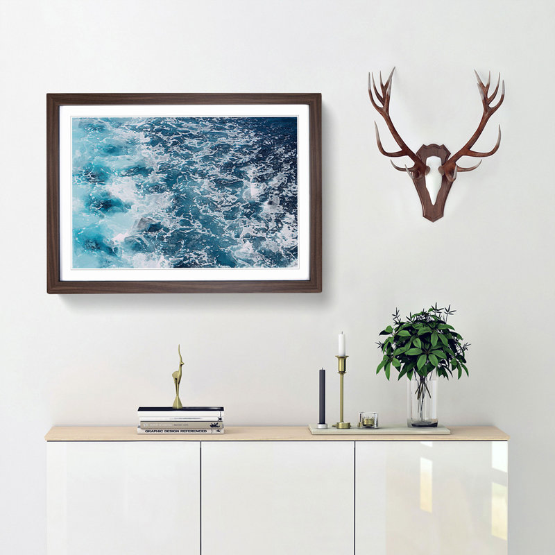 Blue Waters - Picture Frame Graphic Art Print, 62cm H x 87cm W x 2cm D, Walnut Framed