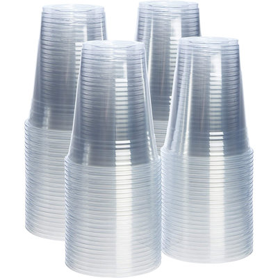 16oz Plastic Clear Pet Cups with Flat Lid & Straw, for All Kinds of Beverages