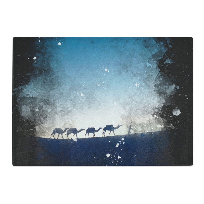 Tempered Glass Camels Trekking in Morocco Chopping Board, 28.5 cm x 39 cm