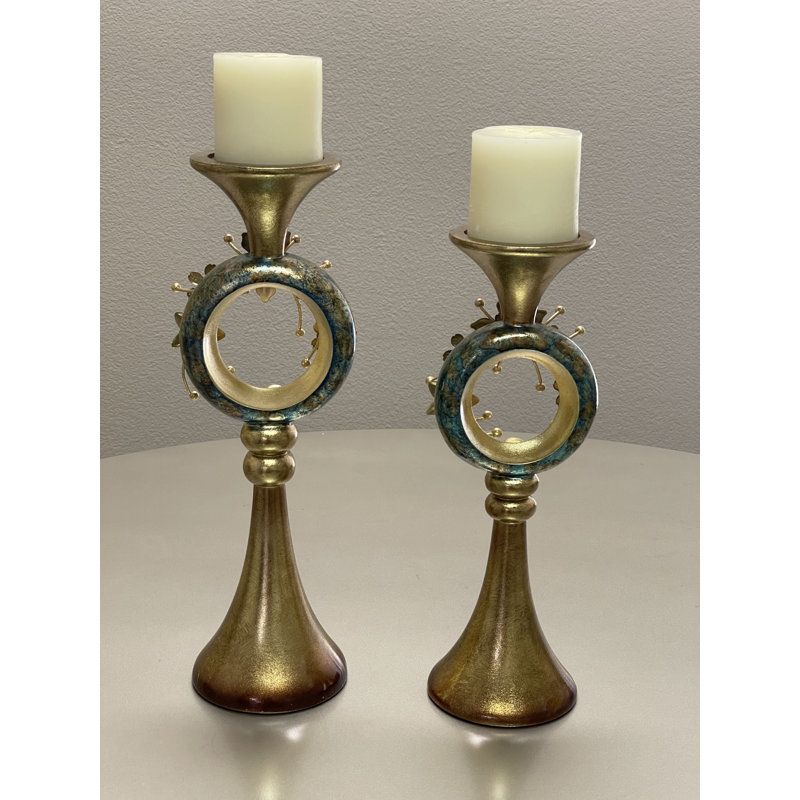 Floodwood Polyresin Tabletop Candlestick with Candle Included
