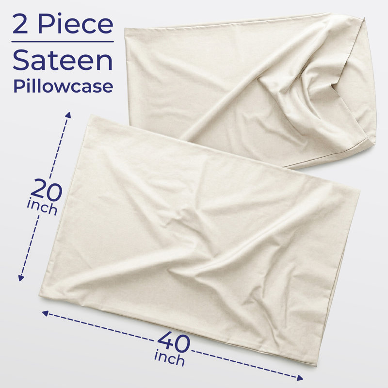 Ensemble de taie d'oreiller 100% satin de coton American Soft (ensemble de 2), Beige, 20X40" KING