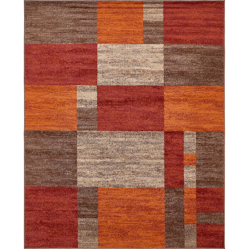 Tapis brun à motif géométrique Harvest, Rectangle 9 pi x 12 pi