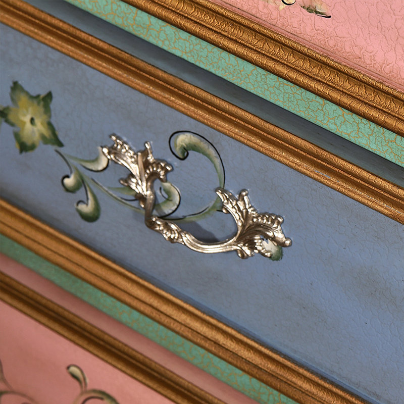 Commode décorative 5 tiroirs craquelée peinte à la main