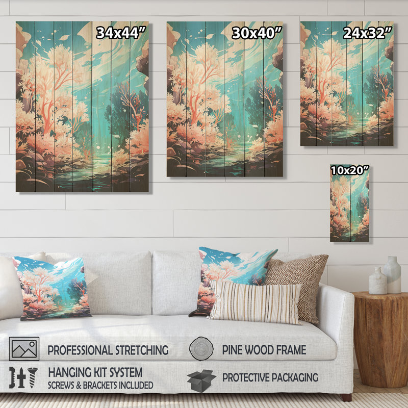 Pop Art fond de corail Spectacle - corail sur bois, H 44 po x l 34 po