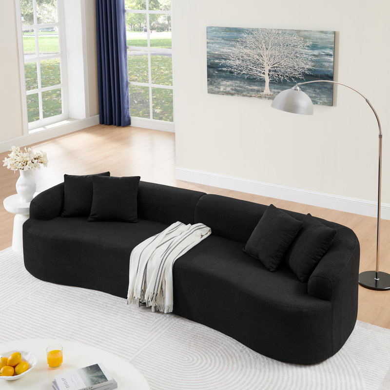Canapé modulaire courbé Soflux, Tissu noir
