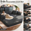 Canapé-lit en velours côtelé de 89 po, canapé futon modulaire, canapé en mousse à compression avec 2 coussins, aucun assemblage requis-1369500012-1374894629