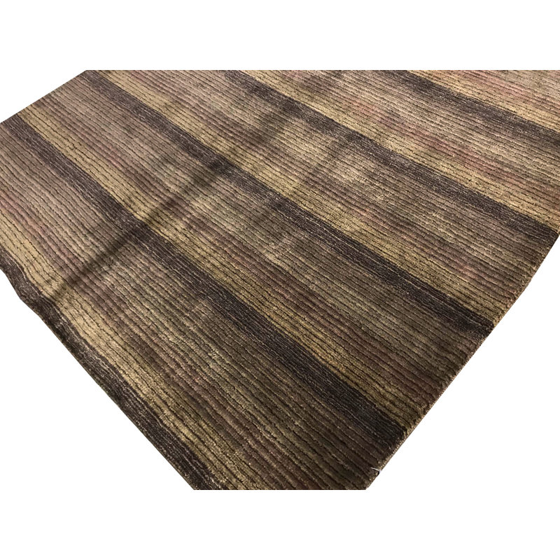 Gabbeh Striped Area Rug in Brown/Dark Brown