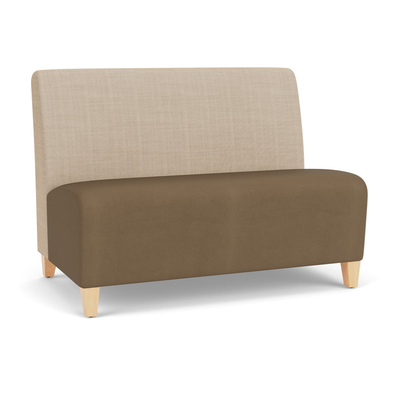Causeuse sans accoudoirs Ravenna, Chambray calcaire / Patriot Plus taupe, Bois naturel